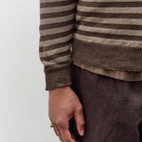 Evan Kinori Thin Stripe Sweater, Brown / Taupe Linen