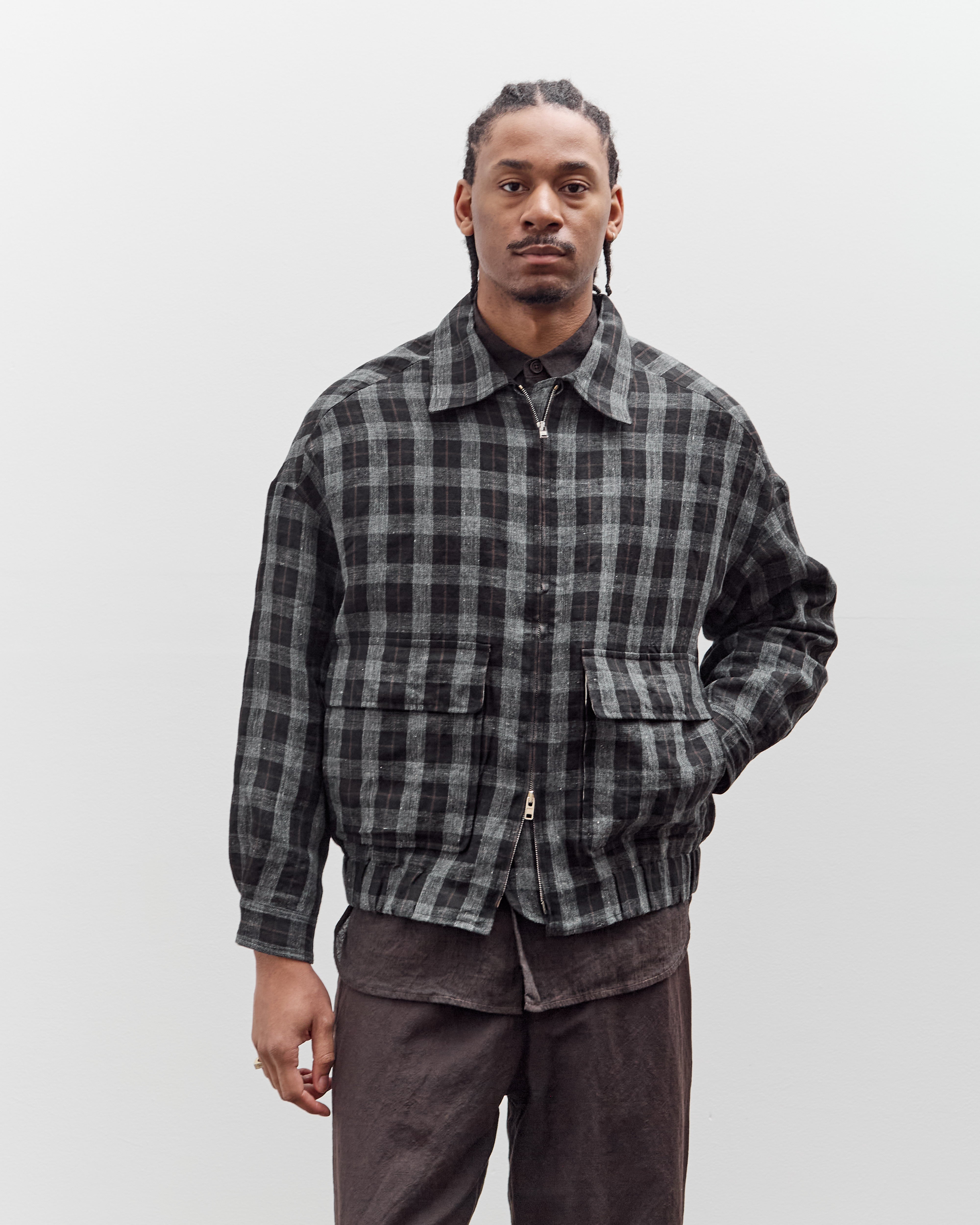 Evan Kinori Zip Jacket Two, Yarn Dyed Check – Glasswing