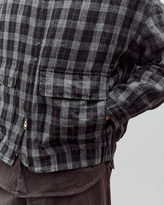 Evan Kinori Zip Jacket Two, Yarn Dyed Check