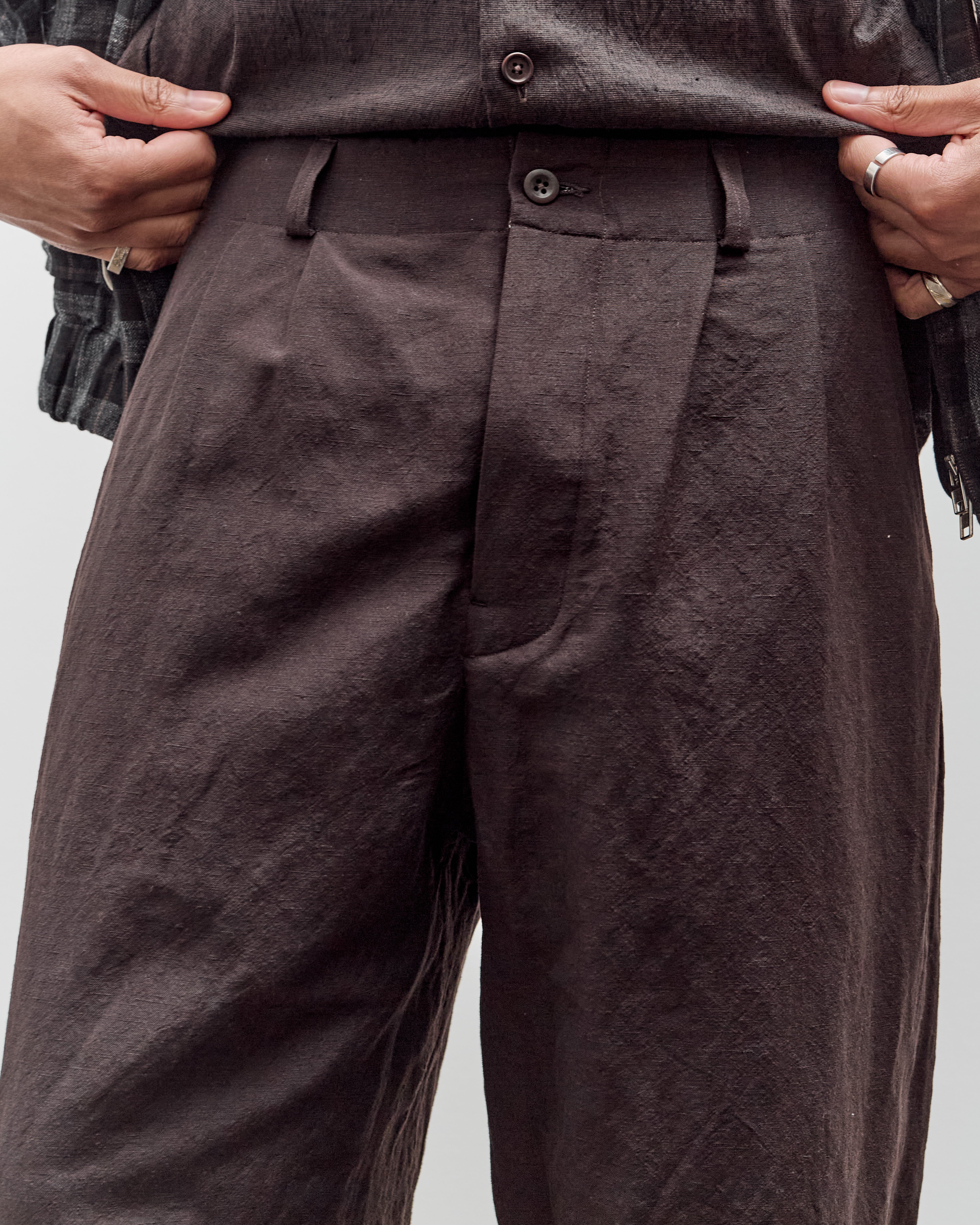 Evan Kinori Two Pleat Pant, Worsted Wool / Linen Canvas – Glasswing