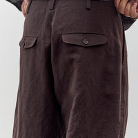 Evan Kinori Two Pleat Pant, Worsted Wool / Linen Canvas
