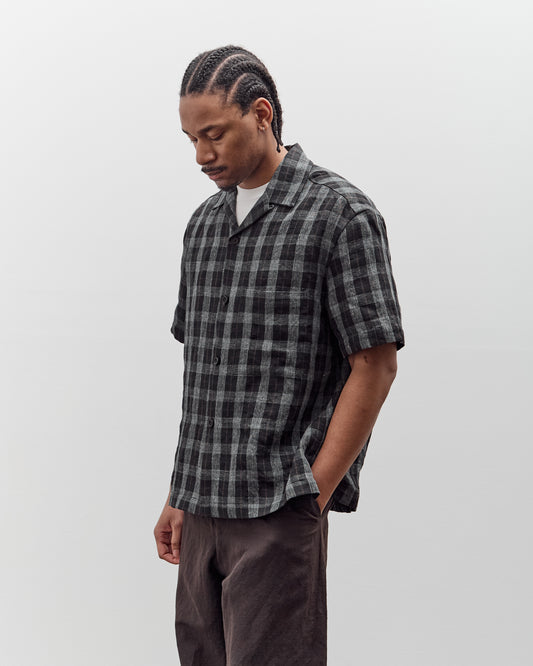 Evan Kinori Short Sleeve Shirt, Yarn Dyed Linen Check