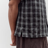 Evan Kinori Short Sleeve Shirt, Yarn Dyed Linen Check