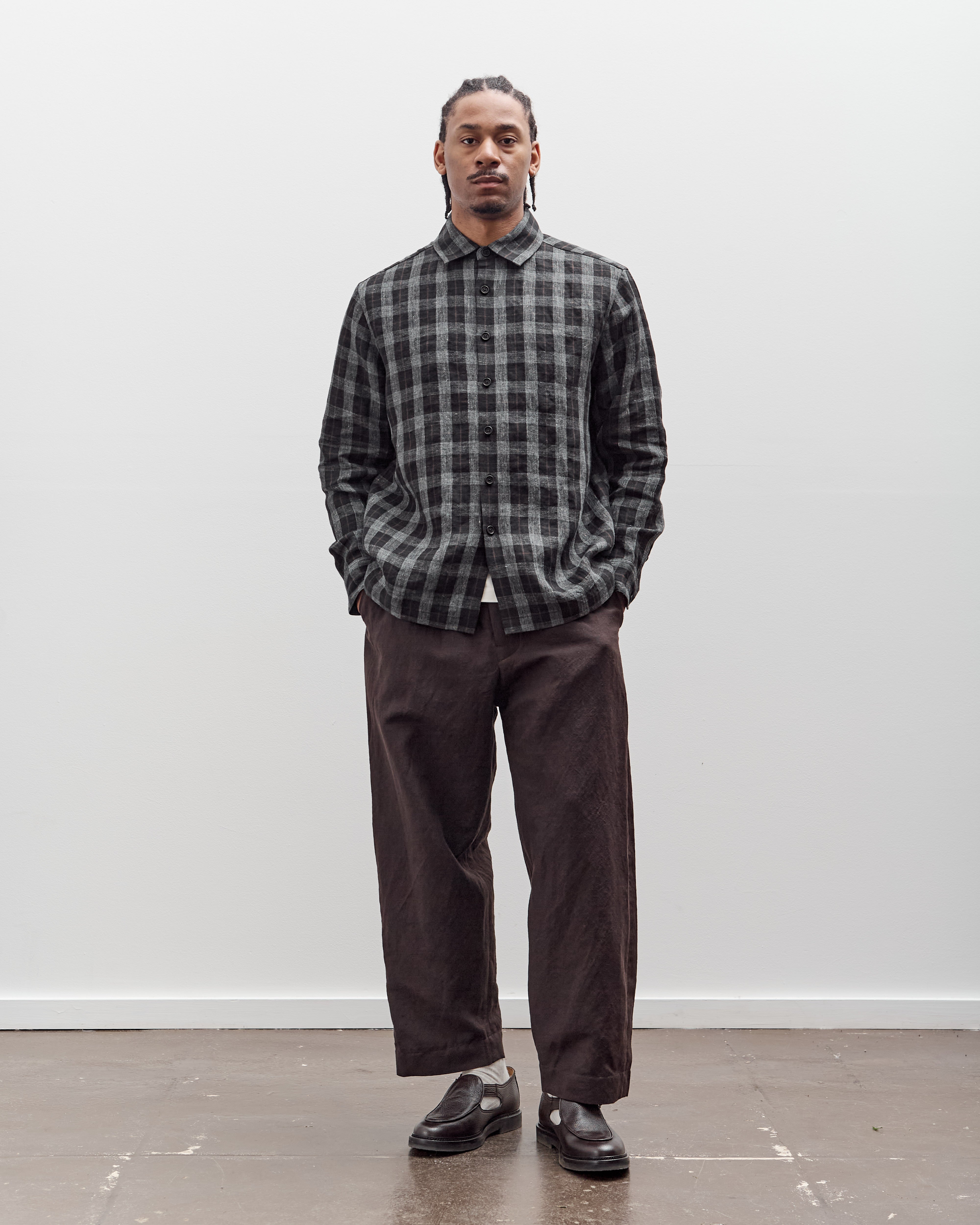 Evan Kinori Flat Hem Shirt, Yarn Dyed Check – Glasswing