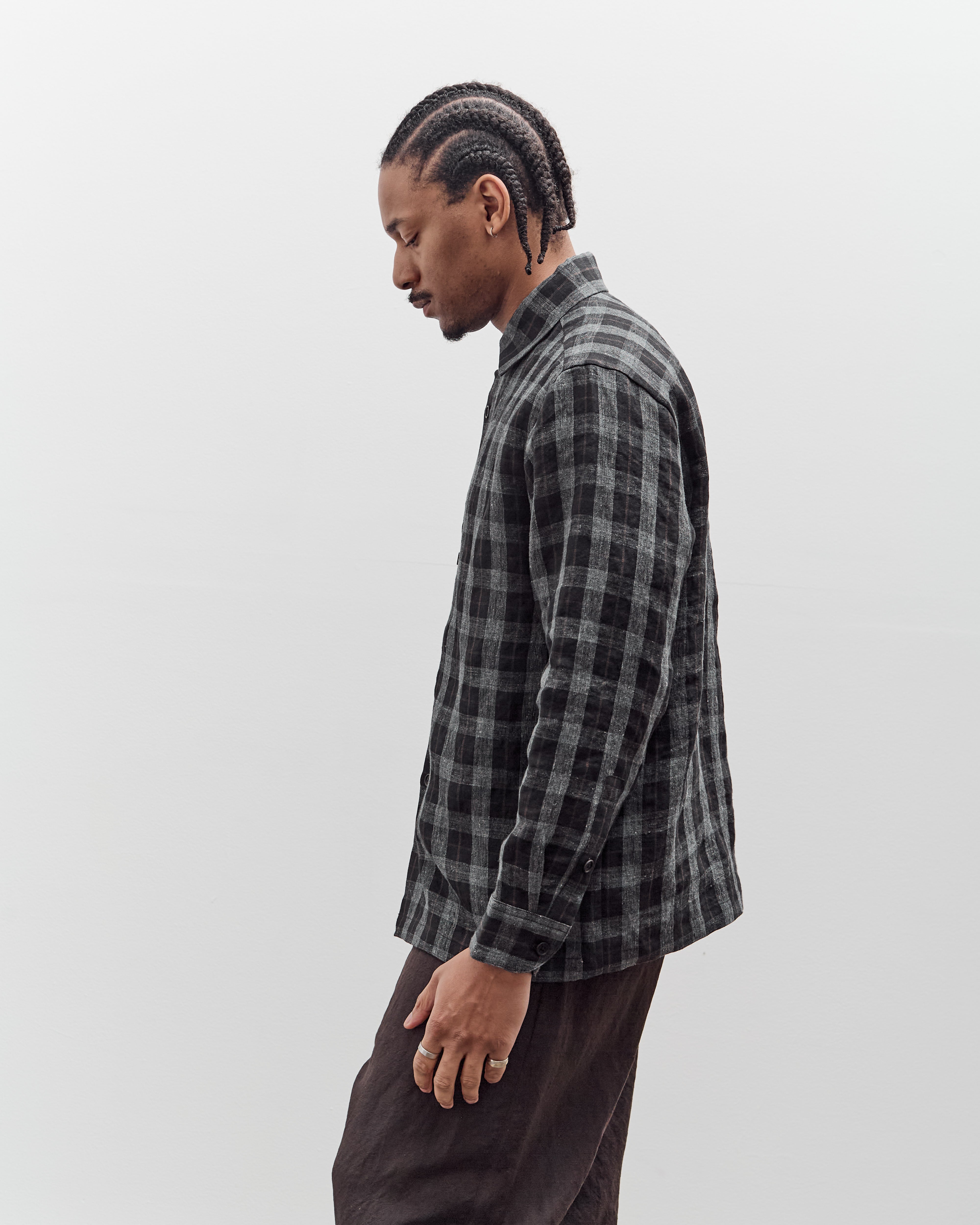 Evan Kinori Flat Hem Shirt, Yarn Dyed Check – Glasswing