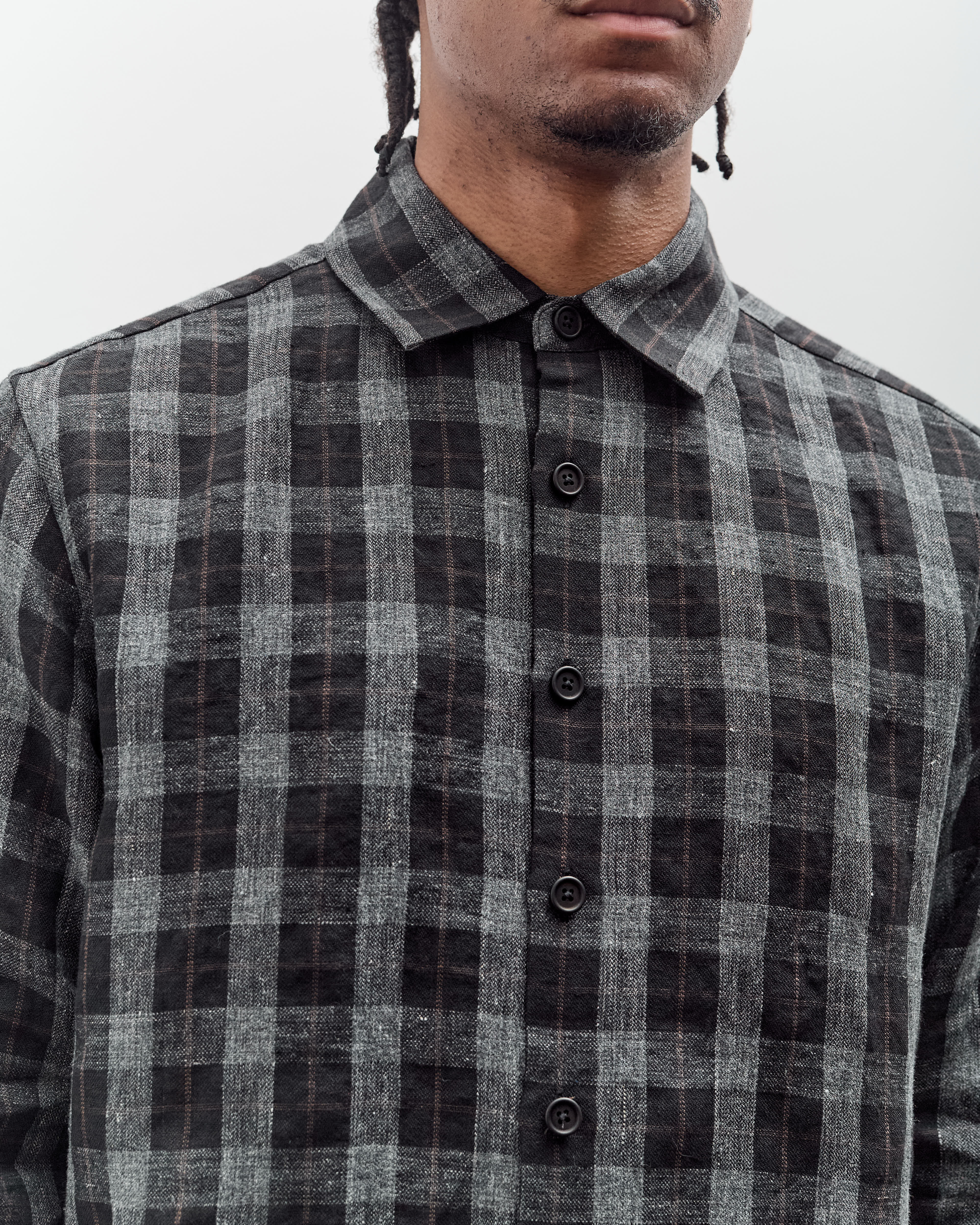 Evan Kinori Flat Hem Shirt, Yarn Dyed Check – Glasswing