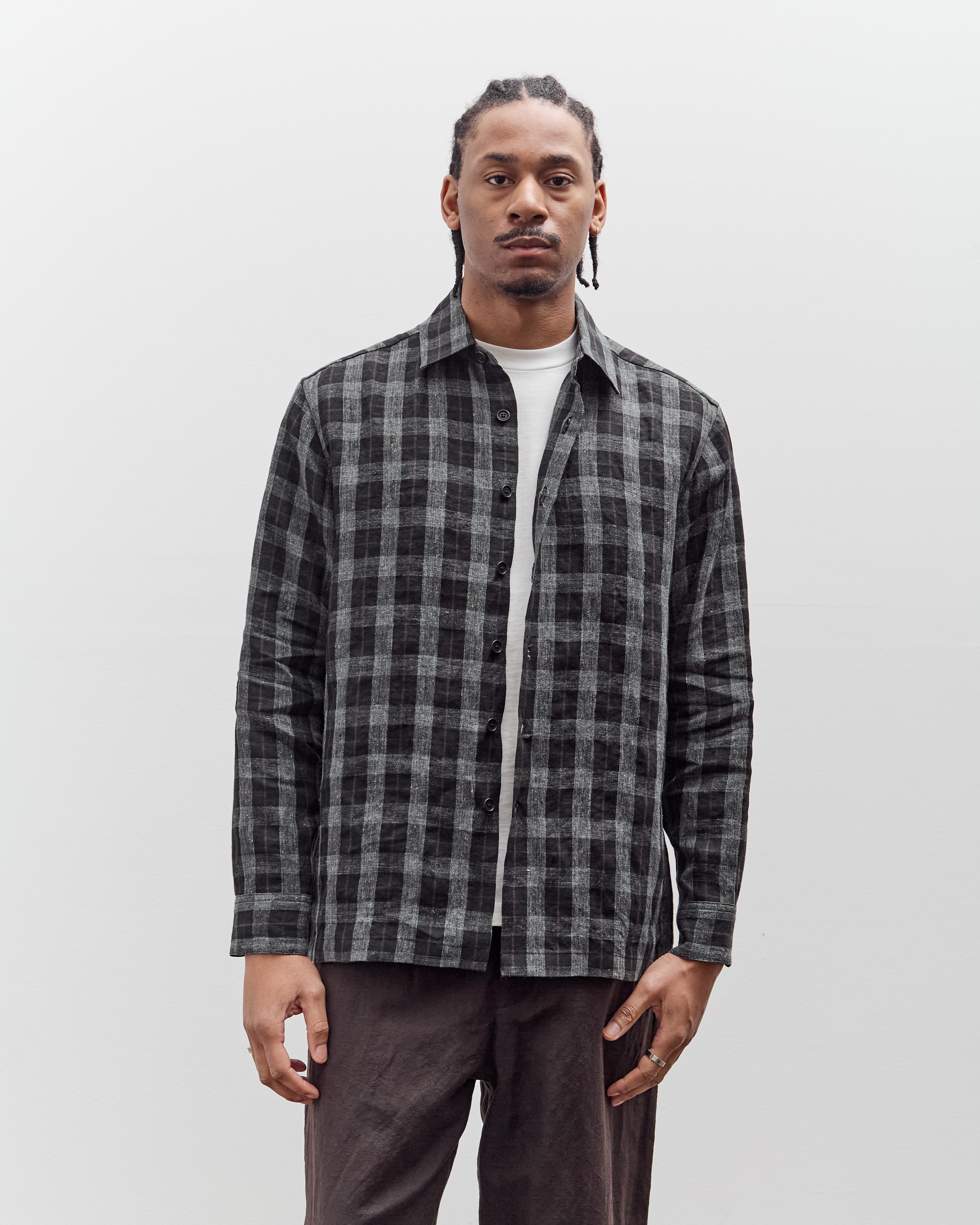 Evan Kinori Flat Hem Shirt, Yarn Dyed Check – Glasswing