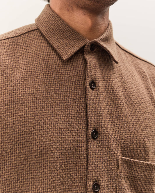 Evan Kinori Big Shirt Two, Brown Puppytooth