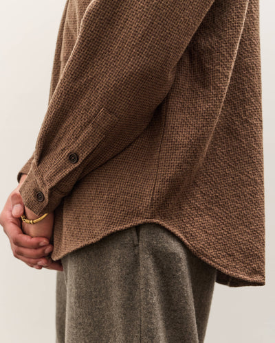 Evan Kinori Big Shirt Two, Brown Puppytooth