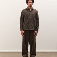 Evan Kinori Flat Hem Shirt, Brown Herringbone