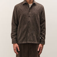 Evan Kinori Flat Hem Shirt, Brown Herringbone