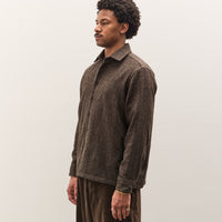 Evan Kinori Flat Hem Shirt, Brown Herringbone