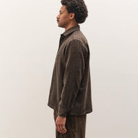 Evan Kinori Flat Hem Shirt, Brown Herringbone