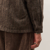 Evan Kinori Flat Hem Shirt, Brown Herringbone