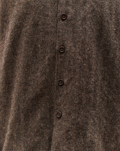 Evan Kinori Flat Hem Shirt, Brown Herringbone