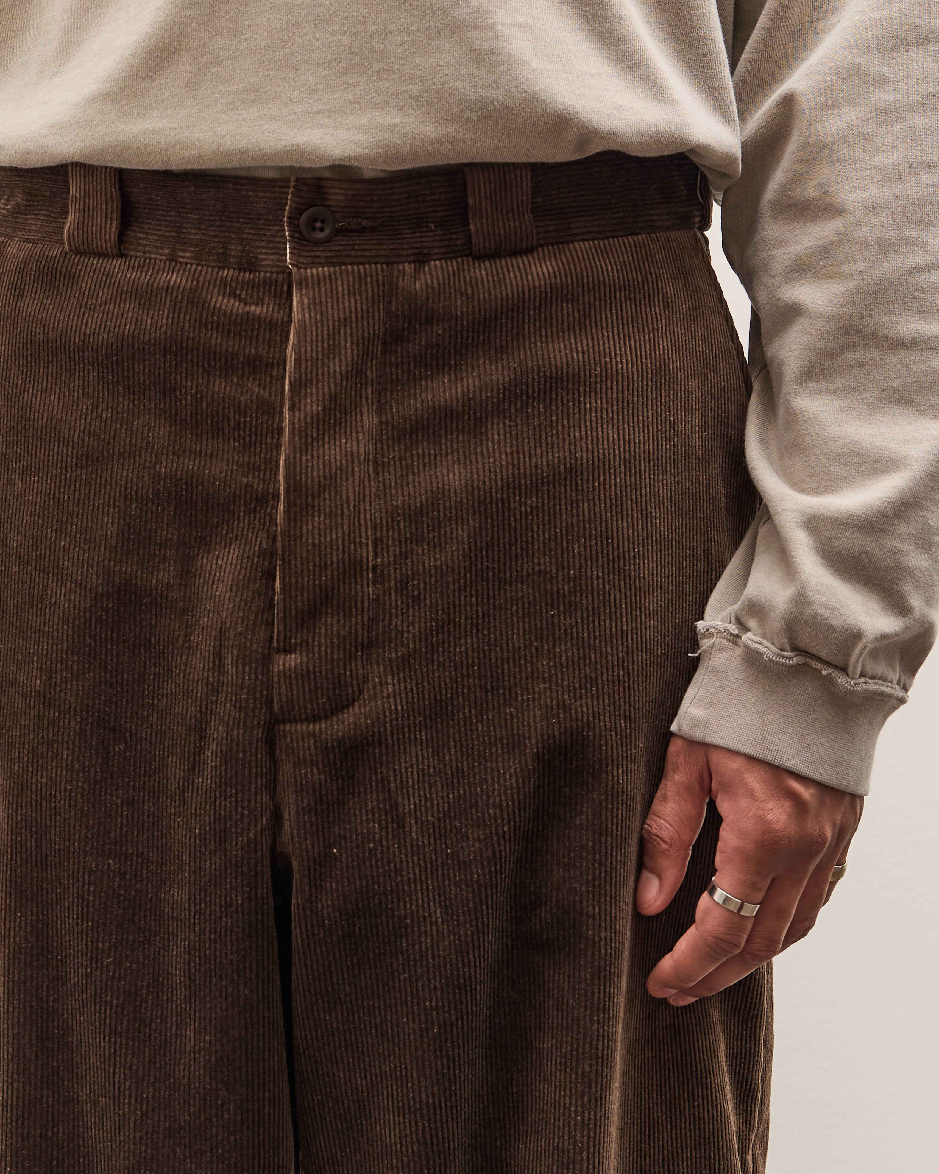 Evan Kinori Flat Front Pant, Brown Corduroy – Glasswing