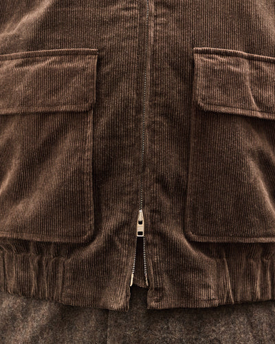 Evan Kinori Zip Jacket Two, Brown Corduroy