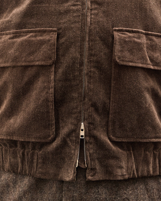 Evan Kinori Zip Jacket Two, Brown Corduroy