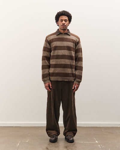 Evan Kinori Crewneck Sweater, Light Brown/Dark Brown