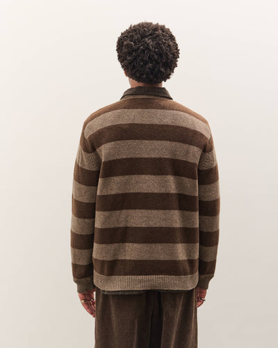 Evan Kinori Crewneck Sweater, Light Brown/Dark Brown