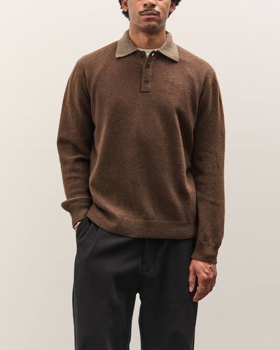 Evan Kinori Knit Polo, Brown