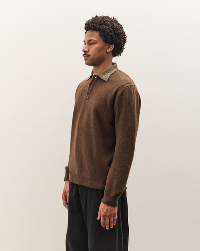 Evan Kinori Knit Polo, Brown