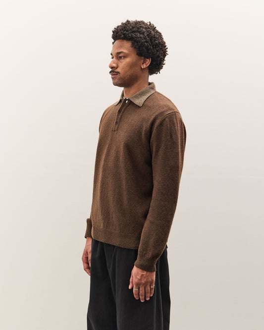 Evan Kinori Knit Polo, Brown