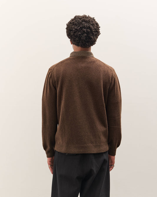 Evan Kinori Knit Polo, Brown