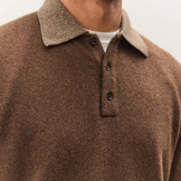 Evan Kinori Knit Polo, Brown