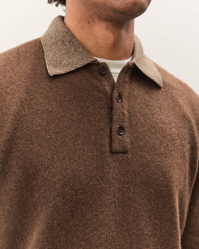 Evan Kinori Knit Polo, Brown