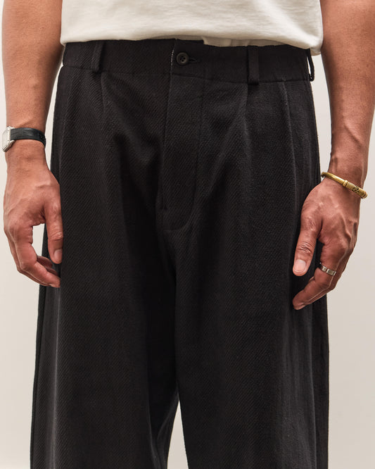 Evan Kinori Two Pleat Pant, Black
