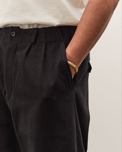 Evan Kinori Two Pleat Pant, Black