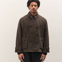 Evan Kinori Pea Coat, Brown Herringbone