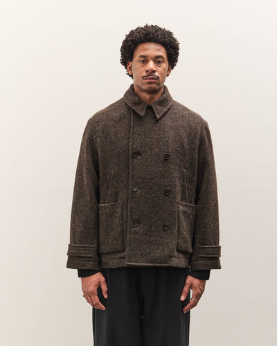 Evan Kinori Pea Coat, Brown Herringbone