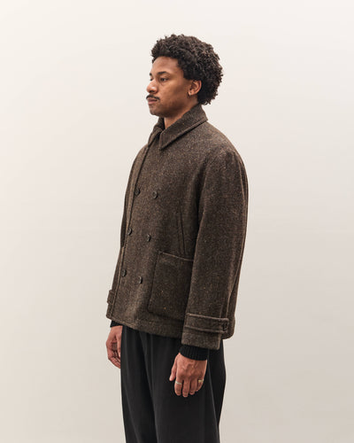 Evan Kinori Pea Coat, Brown Herringbone