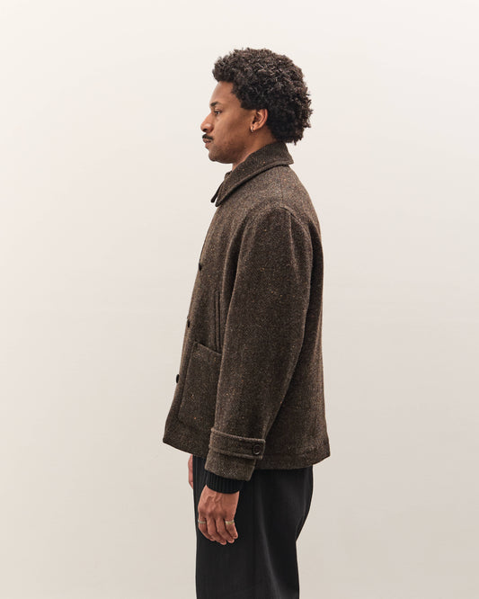 Evan Kinori Pea Coat, Brown Herringbone
