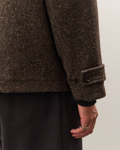 Evan Kinori Pea Coat, Brown Herringbone