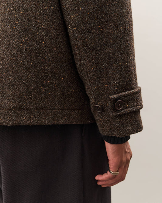 Evan Kinori Pea Coat, Brown Herringbone