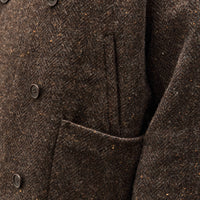 Evan Kinori Pea Coat, Brown Herringbone