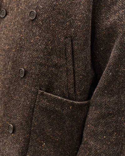 Evan Kinori Pea Coat, Brown Herringbone