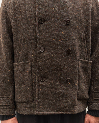 Evan Kinori Pea Coat, Brown Herringbone