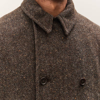 Evan Kinori Pea Coat, Brown Herringbone