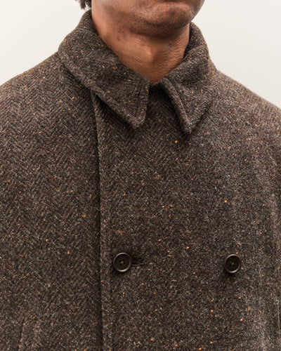 Evan Kinori Pea Coat, Brown Herringbone