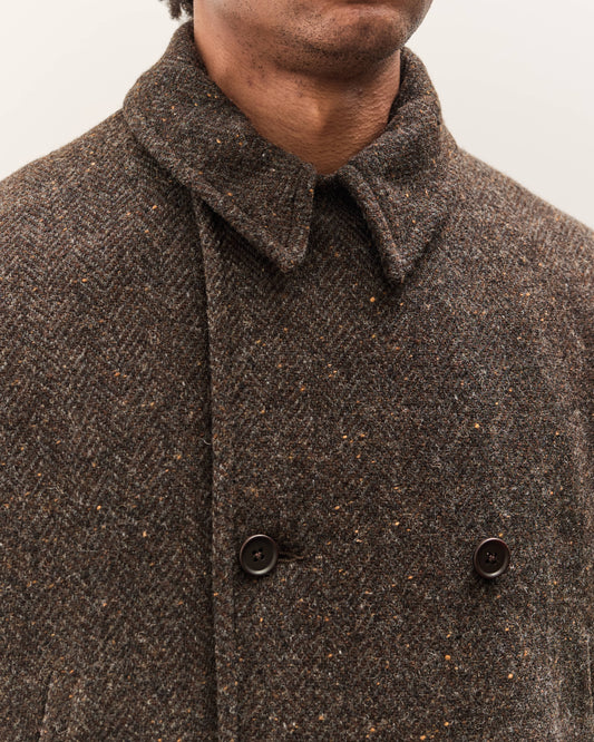 Evan Kinori Pea Coat, Brown Herringbone