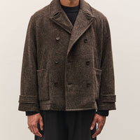 Evan Kinori Pea Coat, Brown Herringbone
