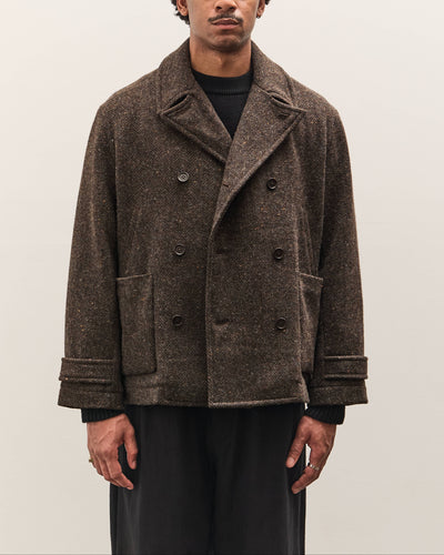 Evan Kinori Pea Coat, Brown Herringbone