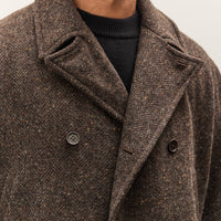 Evan Kinori Pea Coat, Brown Herringbone