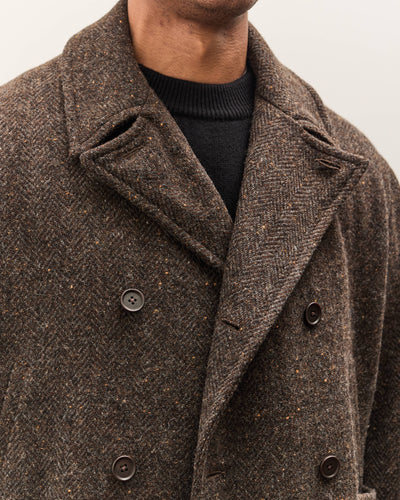 Evan Kinori Pea Coat, Brown Herringbone