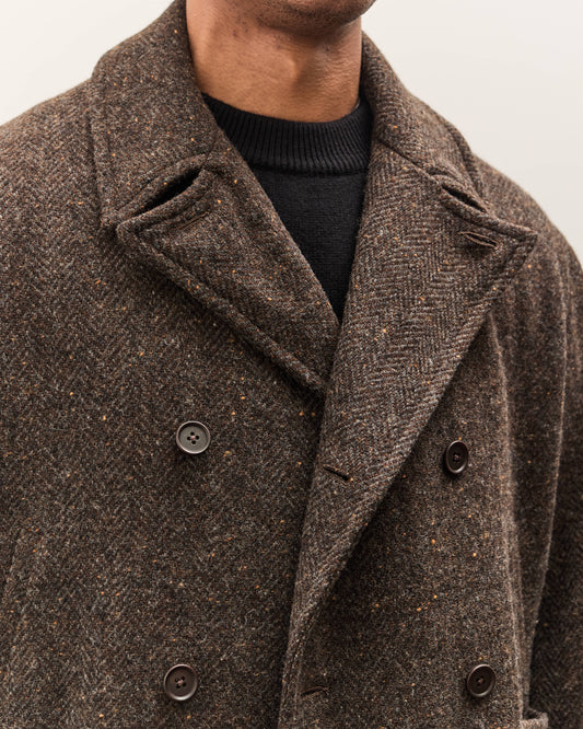 Evan Kinori Pea Coat, Brown Herringbone