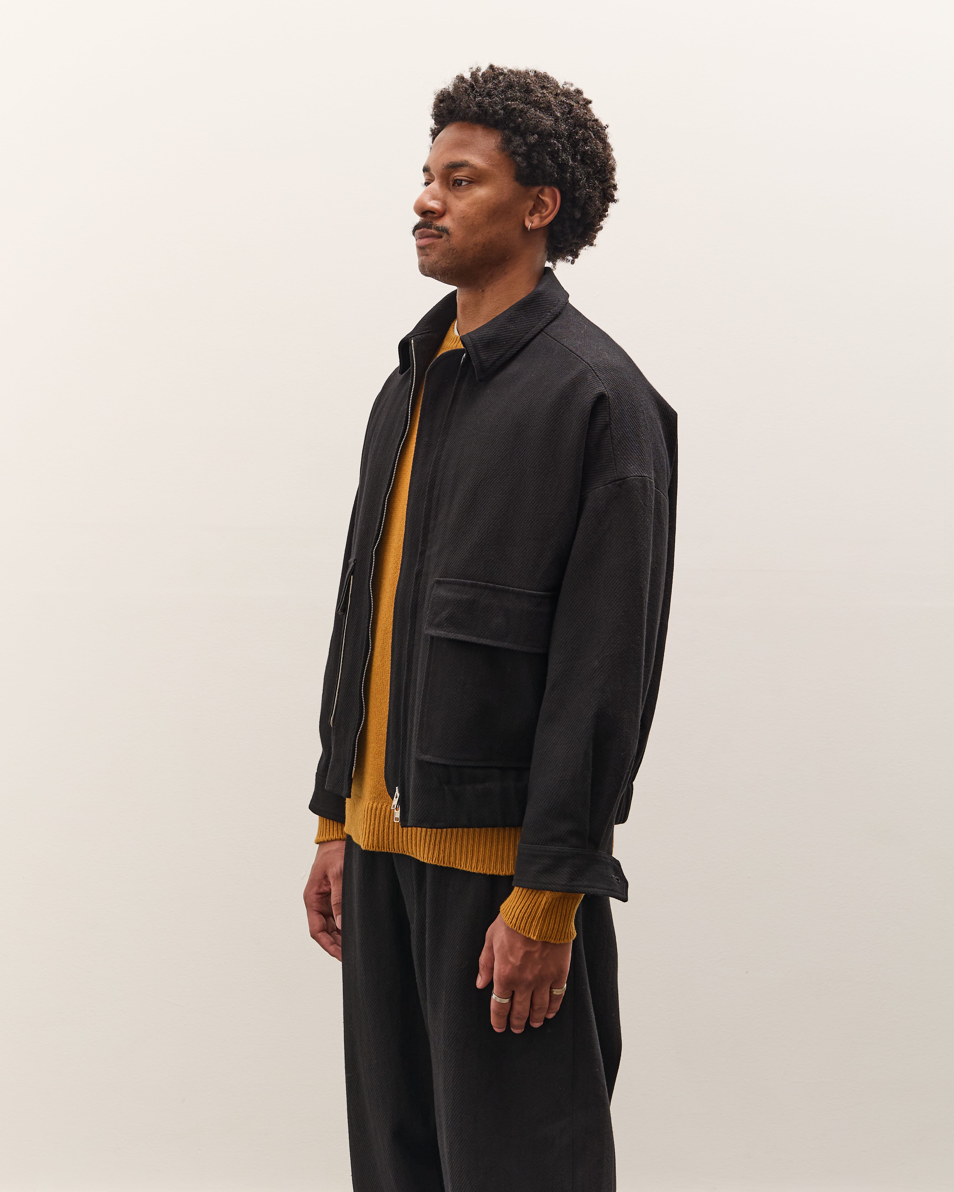 evan kinori ジャケット black S Zip Jacket Two - Cotton Kersey, Black – evan kinori